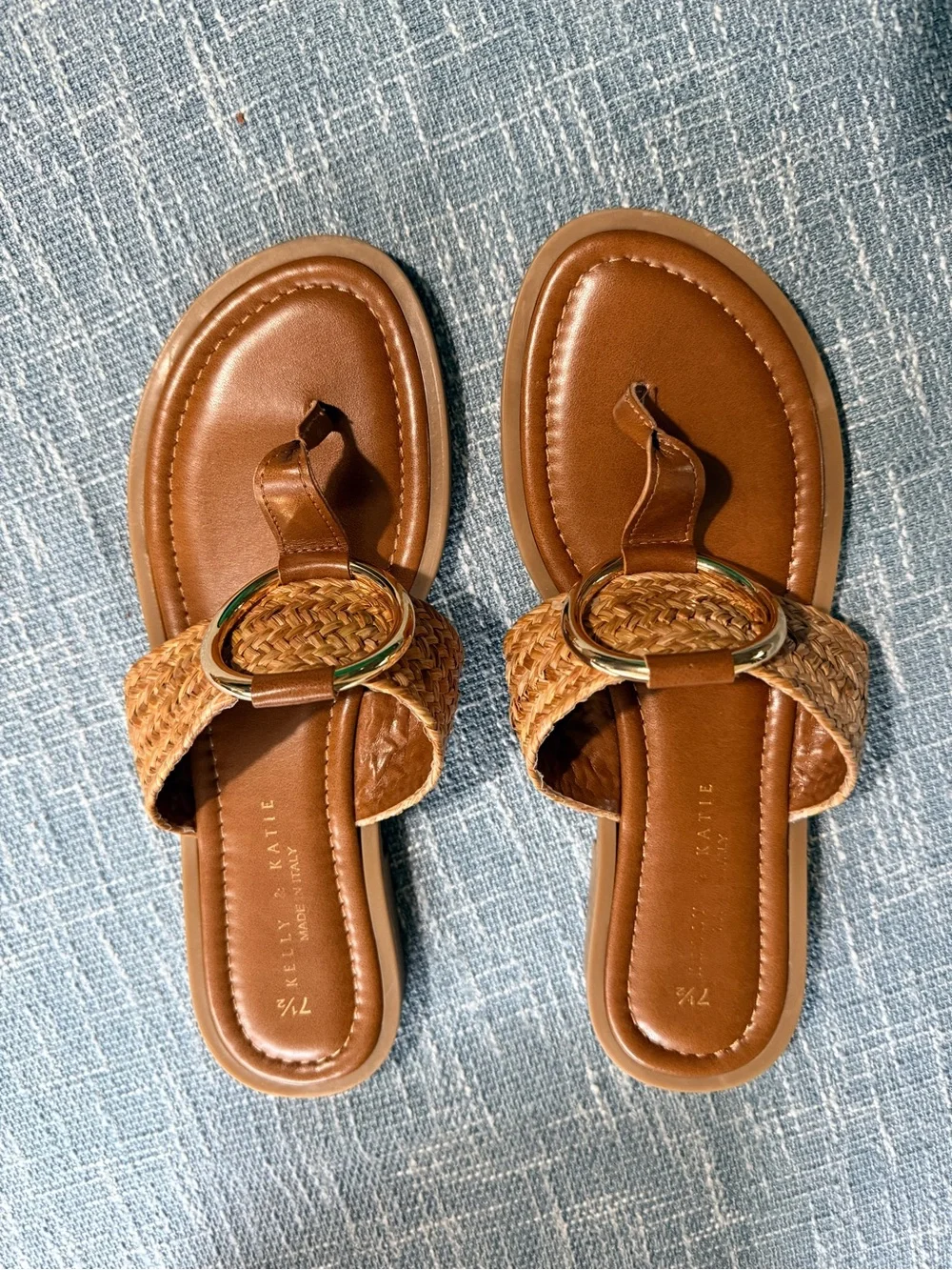 Kelly & Katie Tan Woven Ring Toe-Post Sandals